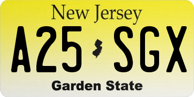 NJ license plate A25SGX