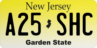 NJ license plate A25SHC
