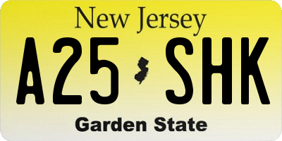 NJ license plate A25SHK