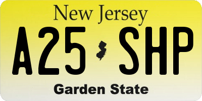 NJ license plate A25SHP
