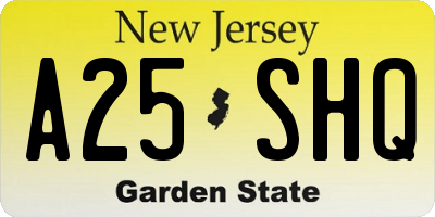 NJ license plate A25SHQ