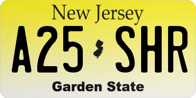 NJ license plate A25SHR