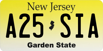 NJ license plate A25SIA