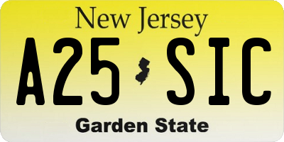 NJ license plate A25SIC