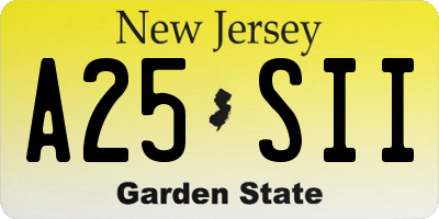 NJ license plate A25SII