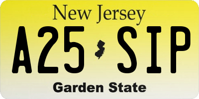 NJ license plate A25SIP
