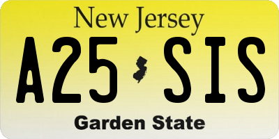 NJ license plate A25SIS