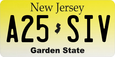 NJ license plate A25SIV