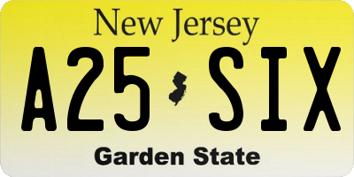 NJ license plate A25SIX
