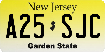 NJ license plate A25SJC