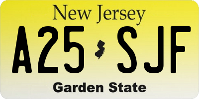 NJ license plate A25SJF