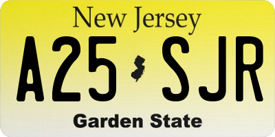 NJ license plate A25SJR