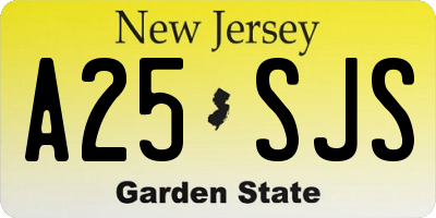 NJ license plate A25SJS