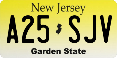 NJ license plate A25SJV