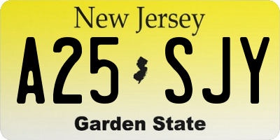 NJ license plate A25SJY
