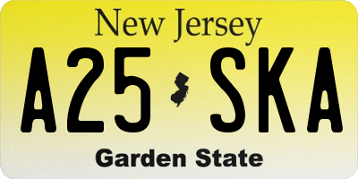 NJ license plate A25SKA