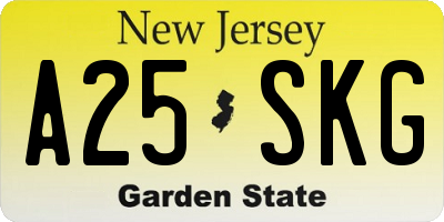 NJ license plate A25SKG