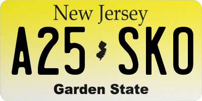 NJ license plate A25SKO