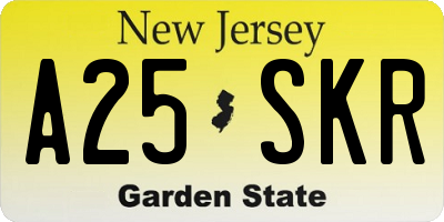 NJ license plate A25SKR
