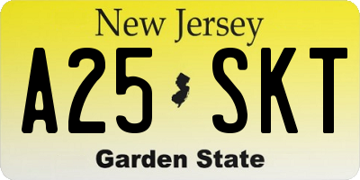 NJ license plate A25SKT