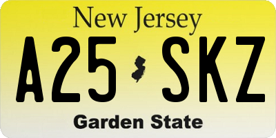 NJ license plate A25SKZ
