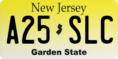 NJ license plate A25SLC