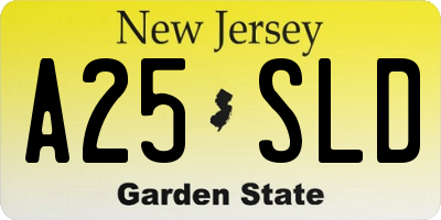 NJ license plate A25SLD
