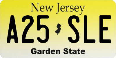 NJ license plate A25SLE