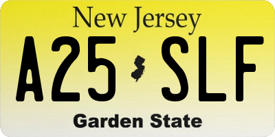 NJ license plate A25SLF