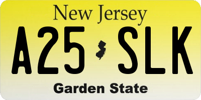 NJ license plate A25SLK