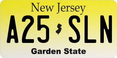 NJ license plate A25SLN