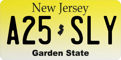 NJ license plate A25SLY