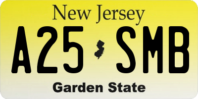 NJ license plate A25SMB