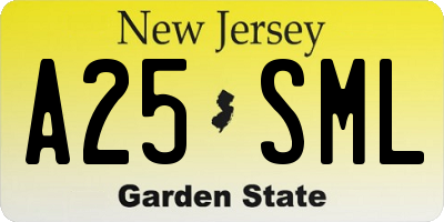 NJ license plate A25SML