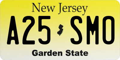 NJ license plate A25SMO