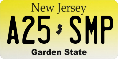 NJ license plate A25SMP