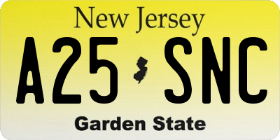 NJ license plate A25SNC