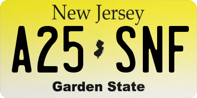 NJ license plate A25SNF
