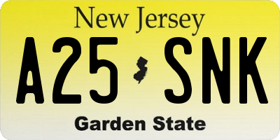 NJ license plate A25SNK