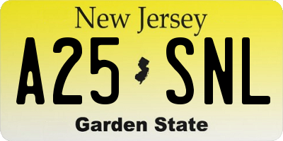 NJ license plate A25SNL