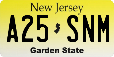 NJ license plate A25SNM