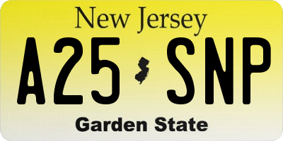 NJ license plate A25SNP