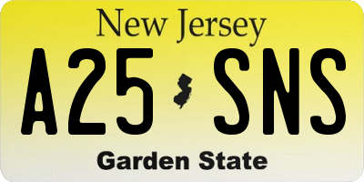 NJ license plate A25SNS