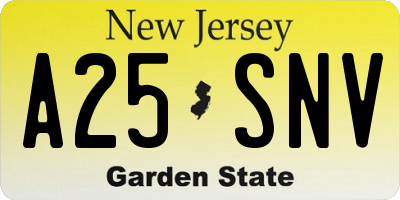 NJ license plate A25SNV
