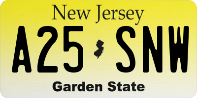 NJ license plate A25SNW