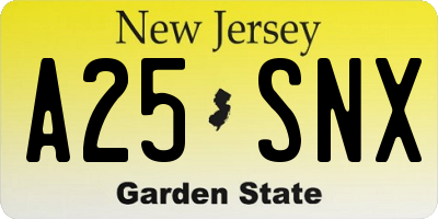 NJ license plate A25SNX