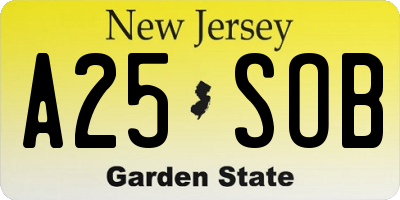 NJ license plate A25SOB
