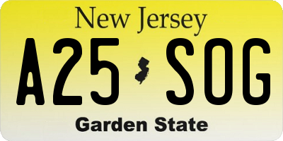 NJ license plate A25SOG