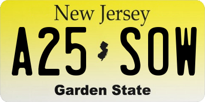 NJ license plate A25SOW