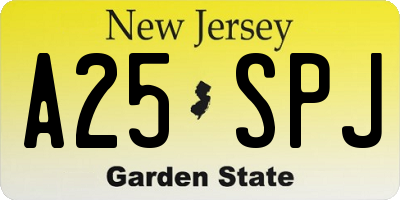 NJ license plate A25SPJ